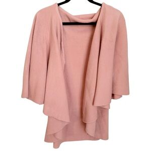 Blush Pink Knit Oval Cape Poncho Topper Asymmetrical Layered Hem One Size
